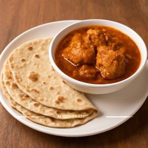 3 Phulka With Chicken Curry