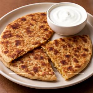 Aloo paratha with curd