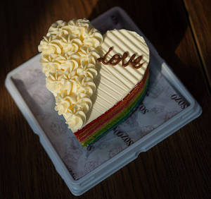 Valentine Rainbow Heart Bento Cake