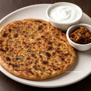 Alu Pyaz Ka Parantha With Curd & Pickle