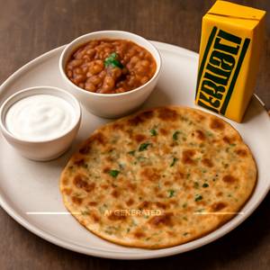 Garlic Paratha + Chole + Curd + Frooti (125 Ml Pack)