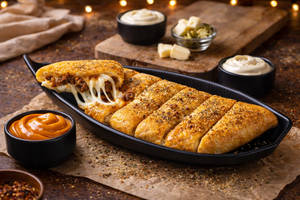 Mutton Keema Stuffed Garlic Bread