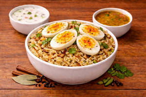 Hyderabadi Dum Biryani Rice With Boiled Egg