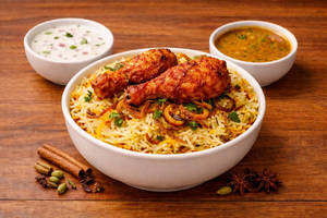 Hyderabadi Dum Biryani Rice With Kabab