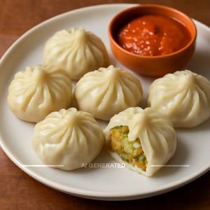 Veg Steamed Momos [6 Pieces]