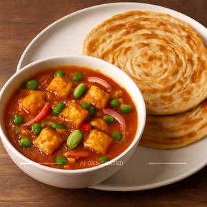Kadai Paneer With 3 Paratha