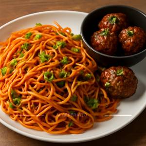 Veg Schezwan Noodles With Veg Manchurian Dry