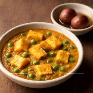 Matar Paneer with 2 Gulab Jamun