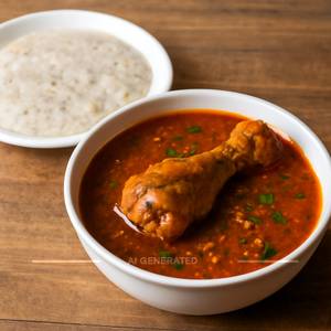 Poori with chicken curry