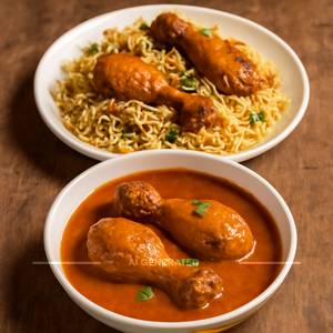 Chicken Curry with chicken biryani