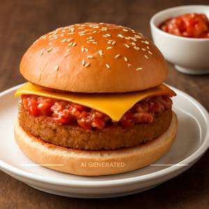 Spicy Salsa Burger With Cheese Slice