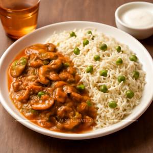 Mushroom Masala + Mattar Pulao                                     