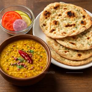 Dal Tadka + Choice of Breads + Salad