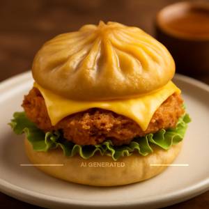 Chicken Cheese Momo Burger