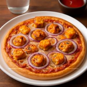 Paneer and onion pizza