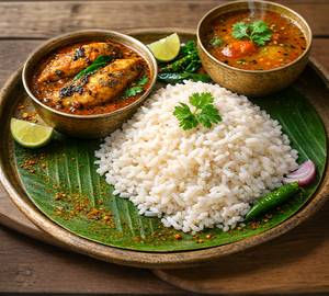 Rice(750Ml)+ Meen Kuzhambu+ Rasam