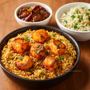 Paneer Tikka Biryani + Mutter Pulao + Chilly Mushroom