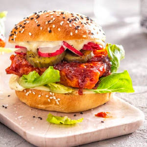 Bbq Paneer Korien Burger Spicy
