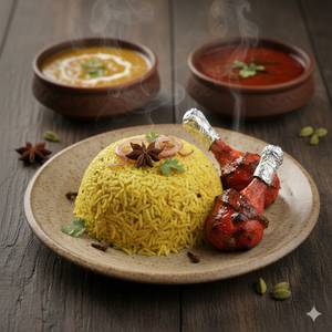 Biryani Rice + 2 Piece Chicken Lollipop + Dal + Sherva