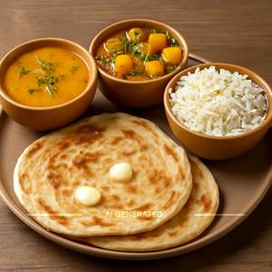Dal Fry + Matter Paneer + Jeera Rice + 2 Butter Paratha
