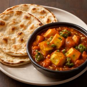 Kadai Paneer With 3 Tandoori Butter Roti