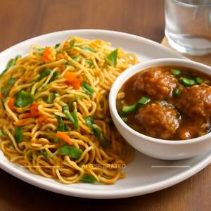 Veg Manchurian Noodles + Gravy