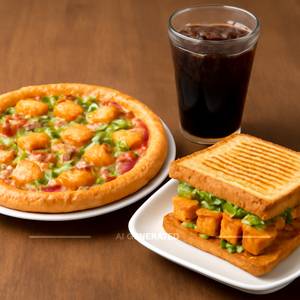 Pizza + Sandwich ,+ cold drink