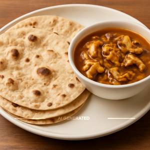 3 Phulka With Mushroom Curry