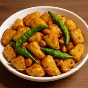 Aloo fry with green chilli and peanut