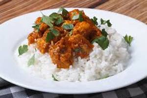 Plain Rice with Chicken Curry