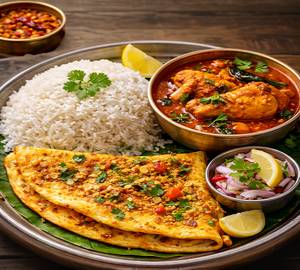 White Rice+Chicken Kuzahambu+omlette