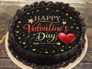 Eggless Photoprint Chocolate Truffle Valentine's Day Special Cake