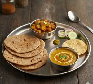4 Roti+Aloo Fry+Dal Fry+Salad+Papad+Pickle