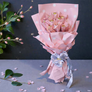 Chocolate Hand Crafted Pink & Gold Bouquet  Chocolates - 10 Pcs