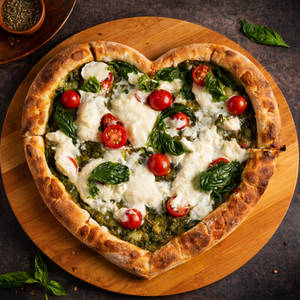 Heart Shaped Pesto Pizza