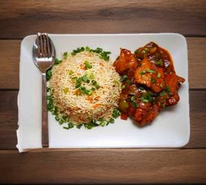 Chicken Curry 2 Pieces+ Fried Rice ( 300Gm) + tawa roti 2