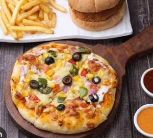 Pizza + burger + fries