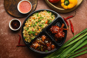 Chilli Chicken And Indo Bongo Chicken With Shanghai Special Fried Rice/noodles
