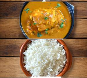 Egg curry with white rice