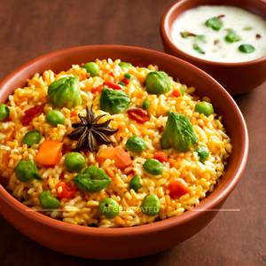 Veg Biryani Curry And Raita