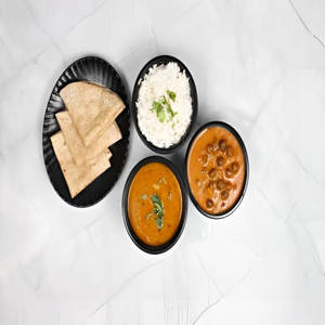 Chana Masala Sabji With Phulka Roti & Dal Rice