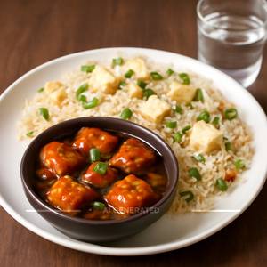 Paneer Manchurian With Paneer Fried Rice 