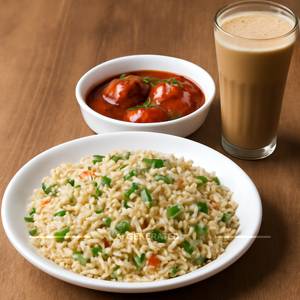 Fried Rice  + Manchurian Gravy  +  Cold Coffee 