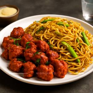 Chicken 65 With Chicen Hakka Noodles 