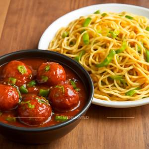 Veg manchurian with veg hakka noodles