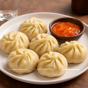 Veg Cheese Steamed Momos (6 Pcs)