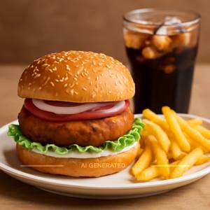 Aloo Tikki Burger  +  French Fries  +  Cold Drink
