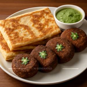Veg Galawati Kebab(Full 4 Pcs) + 2 Mughlai Paratha(Combo)