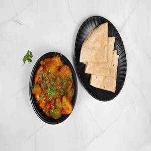 Flower Mutter Mix Sabji With Phulka Roti