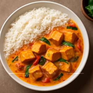 Thai Paneer Curry With Rice
